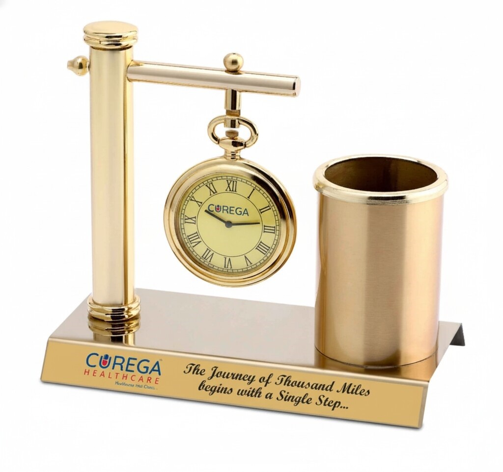 Gold Plated Hanging Watch With Pen Stand